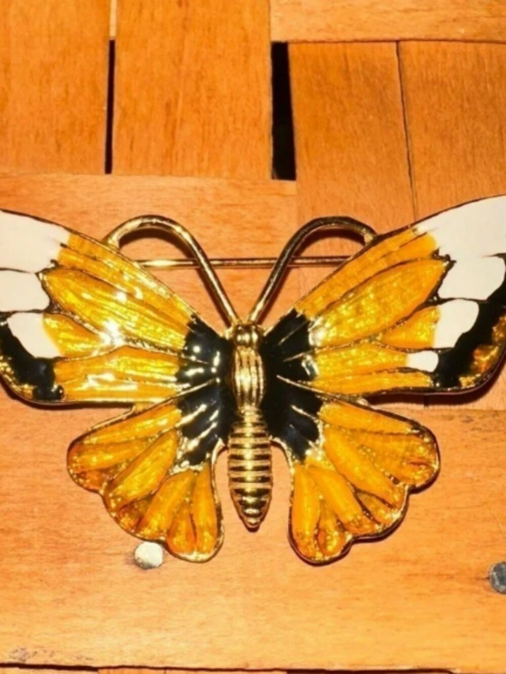 Vintage Enamel Monarch Butterfly pin